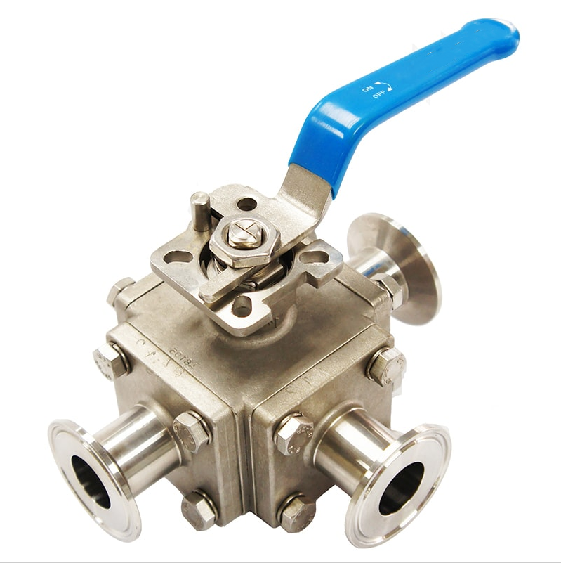 Direct Mount 4-Seated Tri-Clamp 3-Way Ball Valve