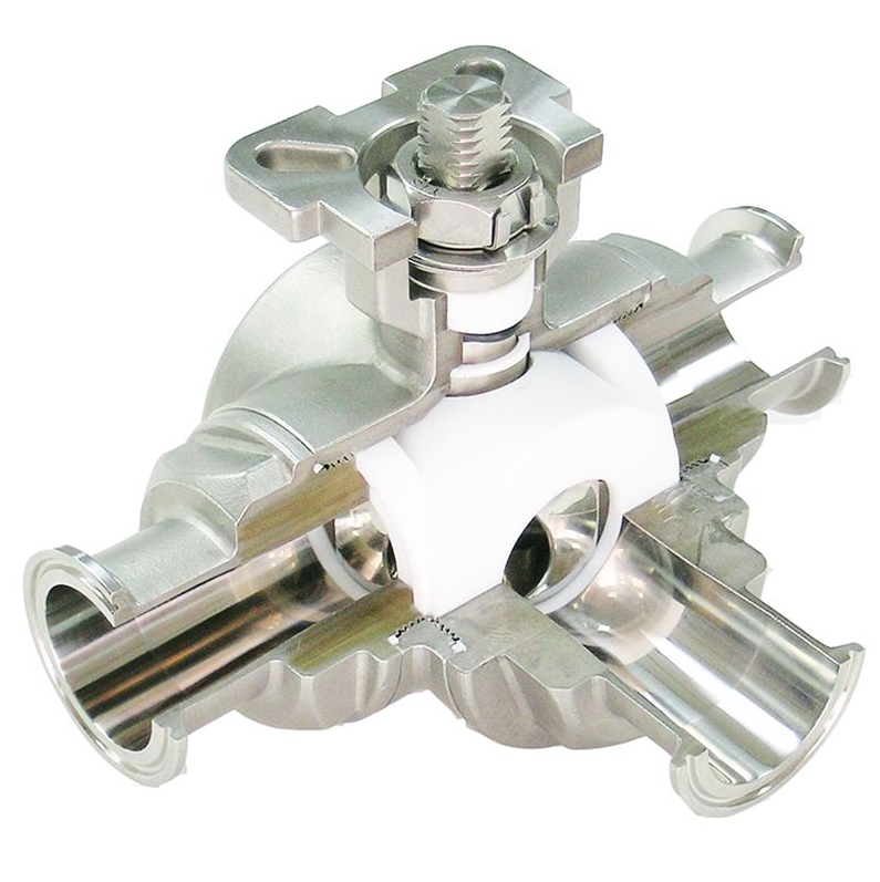 Direct Mounted Tri-Clamp 3-Way Ball Valve