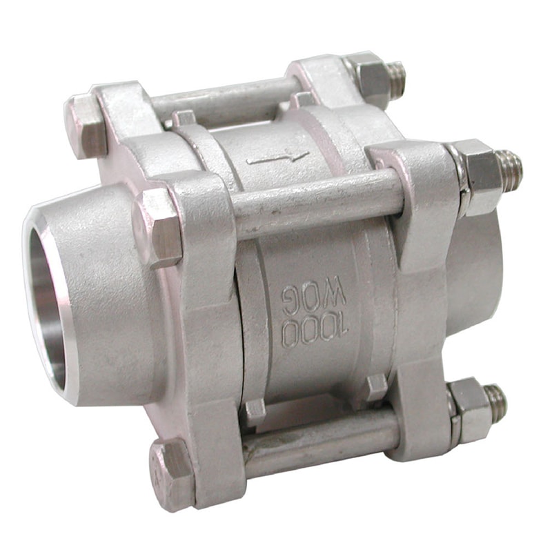 Stainless Steel 3-Piece In-Line Piston Check Valve