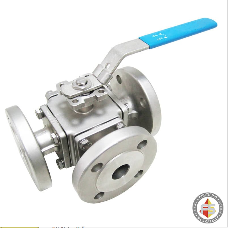 Direct Mount 4-Seated 3-Way Flanged Ball Valve